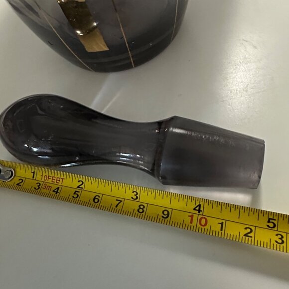 VTG Hand Blown Crystal Decanter 6 Glasses MCM 60’s Smoky Lavender Gold Hungary - Picture 11 of 12